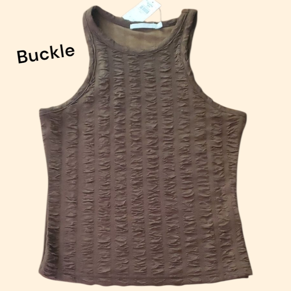 🤑 Buckle Chocolate Brown Textured Tank Top. Size Small